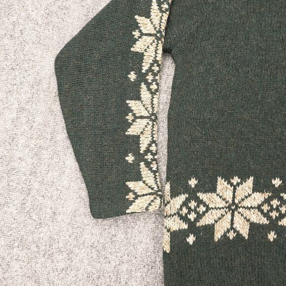 Vintage Woolrich Sweater Womens S Green Nordic Snowflake Wool USA Outdoor Knit - Picture 9 of 16